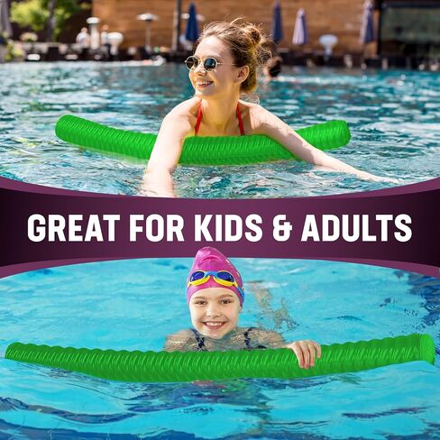 Kemp USA Pool Noodle - يطفو على حمام السباحة للبالغين والأطفال - مقاوم للأشعة فوق البنفسجية مقاس 3.5 بوصة، وملمس مضلع غير قابل للانزلاق - تصميم إسفنجي مريح مطابق للجسم - معكرونة سباحة ضخمة in Kuwait