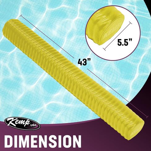 Kemp USA Pool Noodle - يطفو على حمام السباحة للبالغين والأطفال - مقاوم للأشعة فوق البنفسجية مقاس 3.5 بوصة، وملمس مضلع غير قابل للانزلاق - تصميم إسفنجي مريح مطابق للجسم - معكرونة سباحة ضخمة in Kuwait