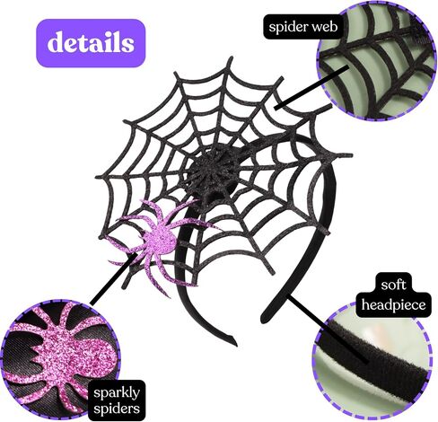 عصابة رأس Needzo Halloween 2024 Spiderweb Fascinator، إكسسوارات الأزياء والحفلات، بطول 15.24 سم × عرض 13.97 سم in Saudi Arabia