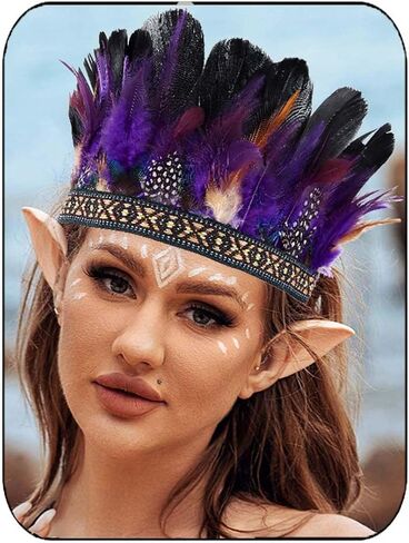 CAKURE Feather Headband Crown Indian Feathers Headdress Headpiece Fascinator Carnival Halloween Costume Hair Accessories in Saudi Arabia