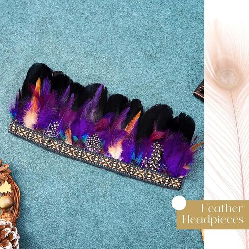 CAKURE Feather Headband Crown Indian Feathers Headdress Headpiece Fascinator Carnival Halloween Costume Hair Accessories in Saudi Arabia