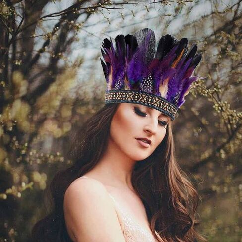 CAKURE Feather Headband Crown Indian Feathers Headdress Headpiece Fascinator Carnival Halloween Costume Hair Accessories in Saudi Arabia