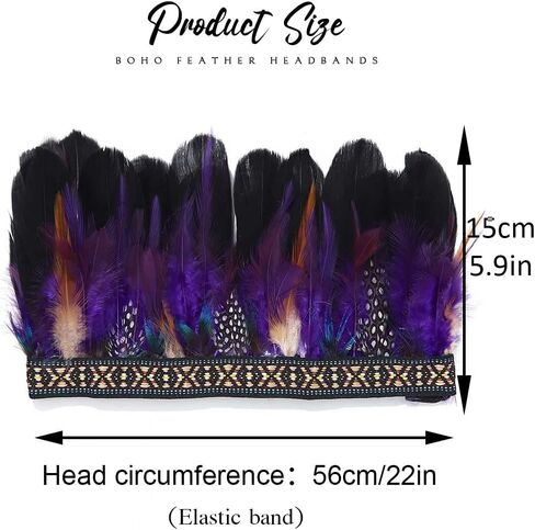 CAKURE Feather Headband Crown Indian Feathers Headdress Headpiece Fascinator Carnival Halloween Costume Hair Accessories in Saudi Arabia