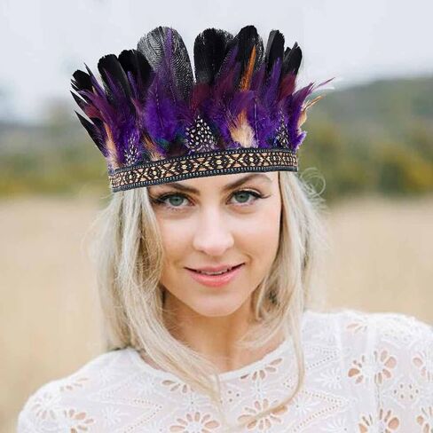CAKURE Feather Headband Crown Indian Feathers Headdress Headpiece Fascinator Carnival Halloween Costume Hair Accessories in Saudi Arabia