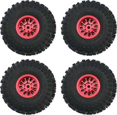 Aluminum Alloy 1.0" Beadlock Wheel Rims Tires,RC Car Tires for 1/18 TRX4M 1/24 Axial SCX24 (Red) in Saudi Arabia