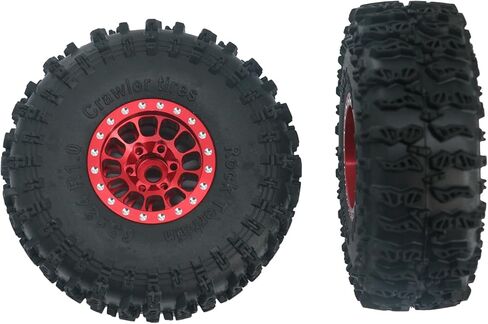 Aluminum Alloy 1.0" Beadlock Wheel Rims Tires,RC Car Tires for 1/18 TRX4M 1/24 Axial SCX24 (Red) in Saudi Arabia