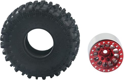 Aluminum Alloy 1.0" Beadlock Wheel Rims Tires,RC Car Tires for 1/18 TRX4M 1/24 Axial SCX24 (Red) in Saudi Arabia