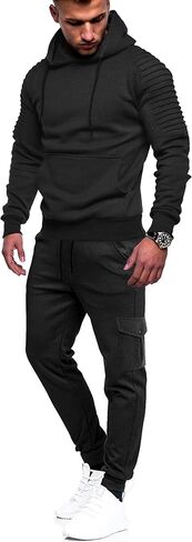 طقم بدلة رياضية هوديي للرجال مكون من قطعتين من الملابس الرياضية الكاجوال، سويت شيرت وبنطلون للركض in Kuwait