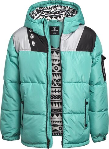 Volcom Boys' Winter Jacket - Cozy Printed Sherpa-Lined Hooded Quilted Jacket - Insulated Puffer Jackets for Boys (Sizes:4-20) in Saudi Arabia
