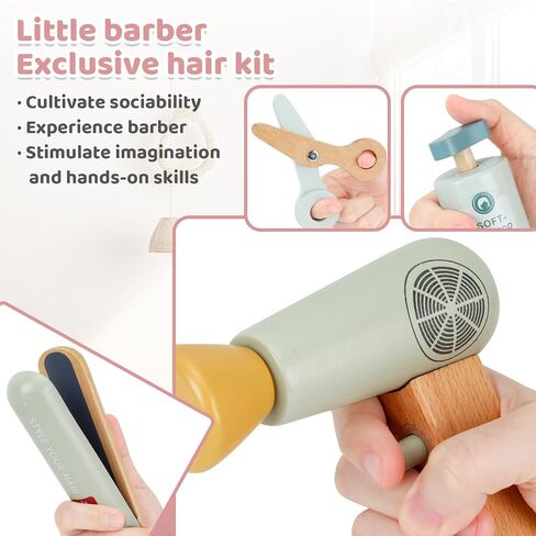 Wooden Makeup Toy Set for Kids Beauty Salon Pretend Play Toys for Toddlers Skin Care Learning Toys Cute Pretend Makeup Kit for Girls and Boys. (Hair Salon) in Saudi Arabia
