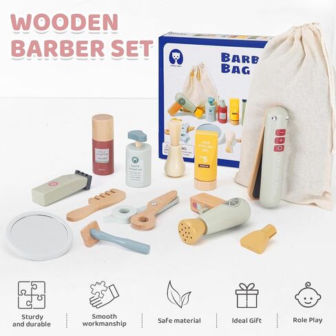 Wooden Makeup Toy Set for Kids Beauty Salon Pretend Play Toys for Toddlers Skin Care Learning Toys Cute Pretend Makeup Kit for Girls and Boys. (Hair Salon) in Saudi Arabia