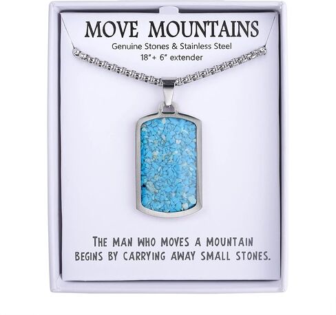 Gemstone Dog Tag Necklace for Men Stainless Steel Engraved Blue Sodalite Turquoise Tumbled Chips Stone Dog Tags Pendant Necklace for Men Women Boys Boyfriend Jewelry Gift in Saudi Arabia
