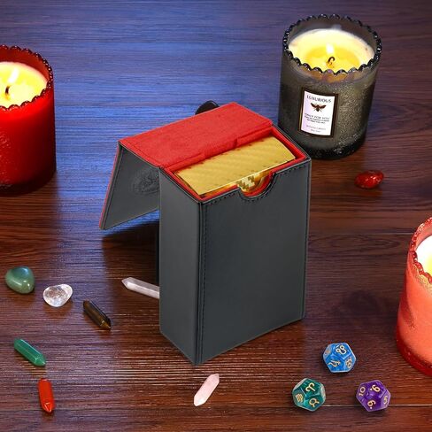 Tarot Card Case/Holder, Single Deck PU Leather Card Holder for Most Standard Size Tarot Cards or Playing Cards, Black and Red in Saudi Arabia