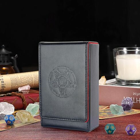 Tarot Card Case/Holder, Single Deck PU Leather Card Holder for Most Standard Size Tarot Cards or Playing Cards, Black and Red in Saudi Arabia