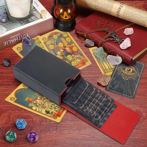 Tarot Card Case/Holder, Single Deck PU Leather Card Holder for Most Standard Size Tarot Cards or Playing Cards, Black and Red in Saudi Arabia