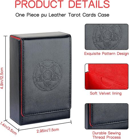 Tarot Card Case/Holder, Single Deck PU Leather Card Holder for Most Standard Size Tarot Cards or Playing Cards, Black and Red in Saudi Arabia