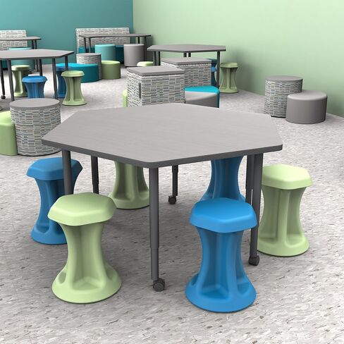 Learniture Pack of 2 Easy Rock Indoor/Outdoor Backless Plastic Stools for Office Desks and Classrooms, Active Learning Wobble Chairs with Rocking Motion Green Apple in Kuwait