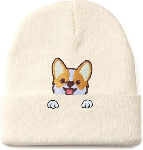 Corgi Dog Hat Beanie for Corgi Lovers Corgi Gifts for Corgi Dog Mother Dad Cute Corgi Stuff Decor Women Men in Kuwait