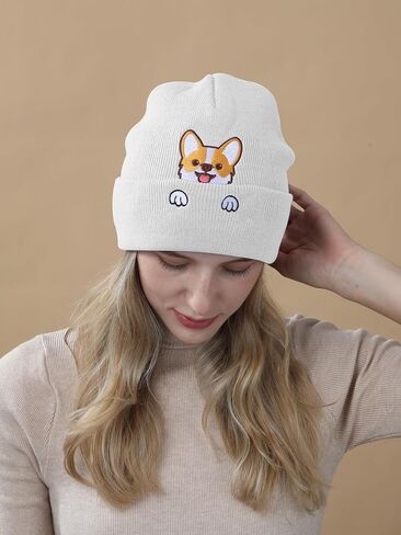Corgi Dog Hat Beanie for Corgi Lovers Corgi Gifts for Corgi Dog Mother Dad Cute Corgi Stuff Decor Women Men in Kuwait