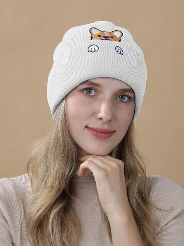 Corgi Dog Hat Beanie for Corgi Lovers Corgi Gifts for Corgi Dog Mother Dad Cute Corgi Stuff Decor Women Men in Kuwait