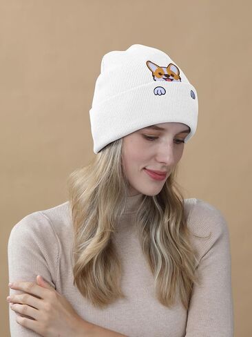 Corgi Dog Hat Beanie for Corgi Lovers Corgi Gifts for Corgi Dog Mother Dad Cute Corgi Stuff Decor Women Men in Kuwait