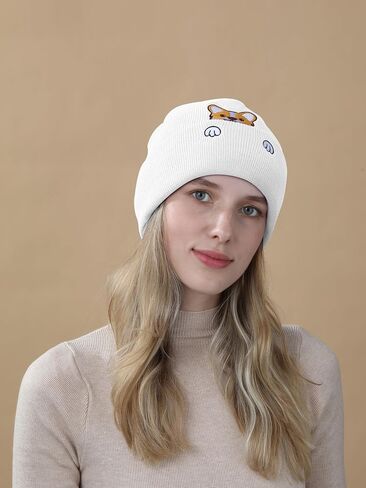 Corgi Dog Hat Beanie for Corgi Lovers Corgi Gifts for Corgi Dog Mother Dad Cute Corgi Stuff Decor Women Men in Kuwait
