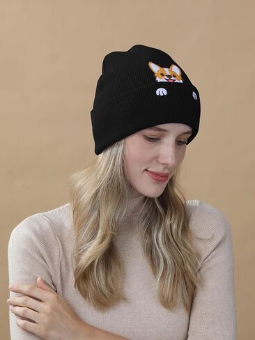 Corgi Dog Hat Beanie for Corgi Lovers Corgi Gifts for Corgi Dog Mother Dad Cute Corgi Stuff Decor Women Men in Kuwait