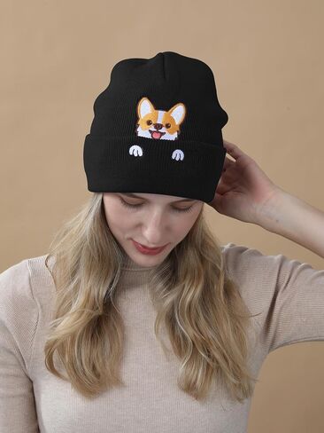 Corgi Dog Hat Beanie for Corgi Lovers Corgi Gifts for Corgi Dog Mother Dad Cute Corgi Stuff Decor Women Men in Kuwait