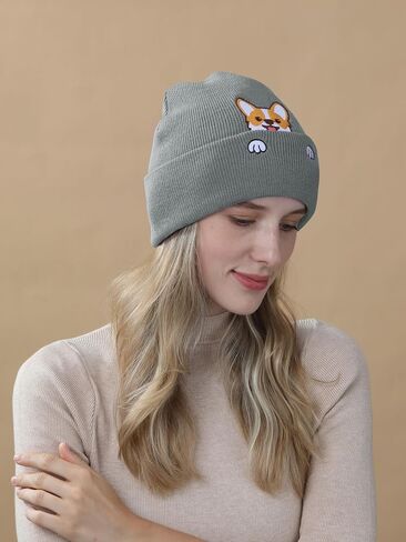Corgi Dog Hat Beanie for Corgi Lovers Corgi Gifts for Corgi Dog Mother Dad Cute Corgi Stuff Decor Women Men in Kuwait