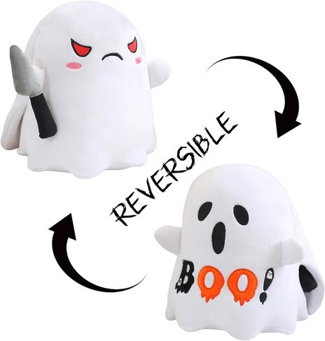 Halloween Ghost Plush Reversible Ghost Plushie - Angry + Scared - Cute Sensory Ghost Stuffed Animals Home Decor for Boys and Girls(Boo Ghost,10 Inch) in Kuwait