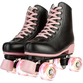 Roller Skates for Women,Classic Shiny Double-Row Four Wheels Derby Skates High Top Roller Skates for Adults Youth Beginner Indoor Outdoor