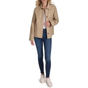 Nautica Women's Solid Cropped Trench Coat Jacket