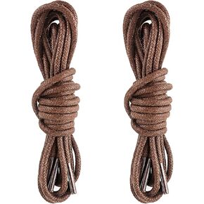 2 Pairs Waxed Round Oxford Shoe Laces 3/32Inch Thin Cotton Shoelaces Formal Business Shoe Strings for Men Dress Shoes (Brown)
