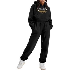 Girls 2 Piece Outfits Fall Winter Warm Long Sleeve Hoodie Sweatshirt and Sweatpant Clothing Sets with Pockets