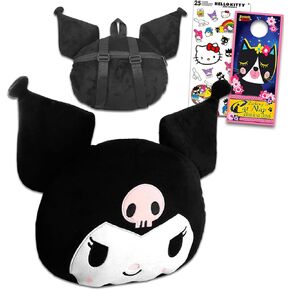 Kuromi Plush Purse Set - Bundle of Hello Kitty Plush Backpack Purse with Adjustable Straps, More | Kuromi Plush Bag for Girls