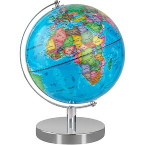 9'' Globe for Children World Globe with Stand Rewritable Easy-Read High Clear Map Earth Globes for Adults, Educational Interactive Globe for Kids Learning STEM Toy Present for 3+ Years Old