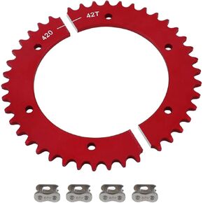 420 Chain 42 Tooth Rear Split Sprocket Mini Bike Sprocket for Predator 79cc 98cc 196cc 212cc 301cc 389cc 420cc 6.5hp 7.0hp 13hp 15hp 3.0hp Mini Bike Parts Go Kart Racing