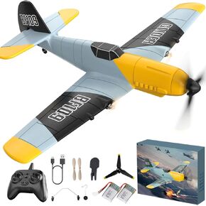 RC Plane, 3 Channel Remote Control Airplane, 6-axis Gyro Stabilizer BF-109 RTF RC Airplane with 2 Batteries, Easy to Fly for Beginners Adults and Kids