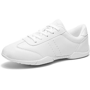 Cheer Shoes for Girls Womens White Cheer Shoes Youth Cheerleading Shoes Competition Sports Training Athletic Comfortable Flats Breathable Soft Kids Cheer Sneakers
