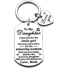 Daughter Gift from Mom, Daughter Birthday Gift, 16th 18th 21st Birthday Gifts for Girls, To My Daughter Keychain, Christmas Stocking Stuffers Graduation Valentines Day Gifts for Daughter from Mom