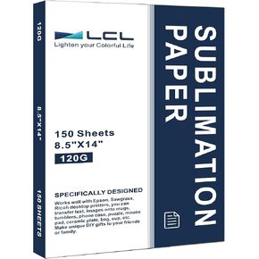 LCL Sublimation Paper 8.5x14 Inch 150 Sheets for Any Inkjet Printer which Match Sublimation Ink 120gsm