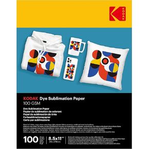 KODAK Dye Sublimation Paper for Inkjet Printer Match Sublimation Ink, 100g, 8-1/2 x 11, 100 Sheets