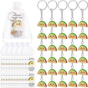 Kigley Positive Inspirational Potato Keychain Employee Appreciation Gift Mini Potato Card Organza Bag Christmas Gifts for Team Coworkers Stocking Stuffers for Students(30 Sets,Taco)