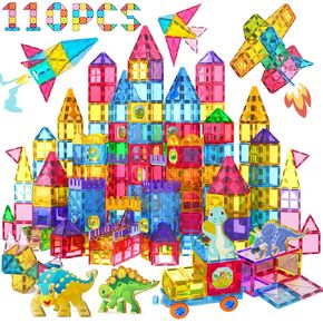 Jasonwell 110PCS Magnetic Tiles Building Blocks Set for Boys Girls Preschool Educational Magnet Construction Kit Stacking STEM Toys Christmas Birthday Gifts for Kids Toddlers 3 4 5 6 7 8 9 + Year Old in Saudi Arabia