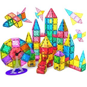 Jasonwell Magnetic Tiles Building Blocks Set for Boys Girls Preschool Educational Magnet Construction Kit Stacking STEM Toys Christmas Birthday Gifts for Kids Toddlers 3 4 5 6 7 8 9 10 + Year Old