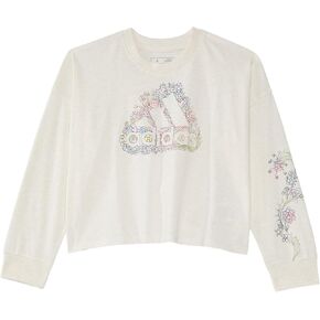adidas Girls' Long Sleeve Waist Crew Heather Tee (Toddler/Little Kid)