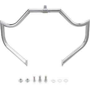 Mustache Silver Crash Bar Engine Guard Highway Bar Compatible with 2009-2023 Harley Touring Road Glide Road King Street Glide Electra Glide CVO and Trike Models