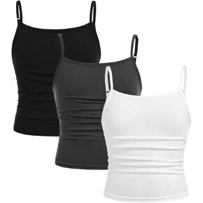 SOLY HUX Girl's Basic Cami Tops 3 Packs Camisole Spaghetti Strap Slim Fit Tank Top Undershirts
