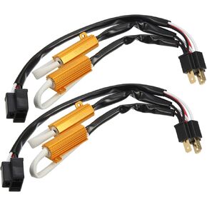 X AUTOHAUX 2Pcs 9003 H4 HB2 LED Headlight Load Resistor Kit Dual 50W 8ohm Anti-flicker Relay Error Free Decoder Warning Canceller Fog Bulbs Harness Adapter