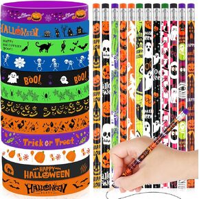 JUNEBRUSHS 72Pcs Valentine's Day Party Favors Set, 36Pcs Valentines Day Pencils with 36Pcs Valentine Silicone Bracelets, Pencils Bracelets Gifts for Kids Classroom Office Party Reward Supplies